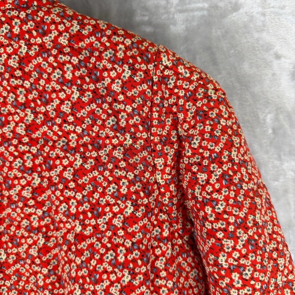 Greylin Red Floral Quilted Bomber Jacket Womens Medium‎ Zip Up G227J1542